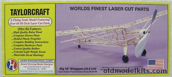 Herr Engineering Taylorcraft - 18 Inch Wingspan Wooden Flying Model, K-202 plastic model kit